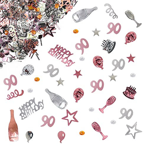 Giftota Rose Gold 90th Birthday Confetti - 30g, Anniversary Decoration for Wedding Party Table