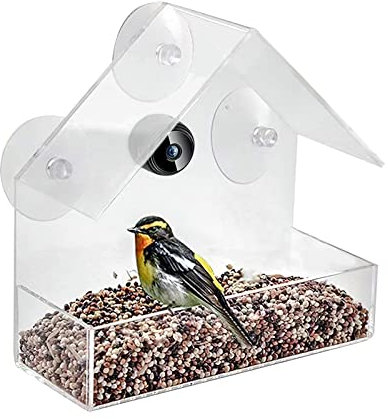 TITA-DONG Window Bird Feeder with 1080P Night-Version Camera, Smart Bird Feeder with Camera, Hanging Wild Bird Feeder House for Outside Wild Birds for Birds Lover(C)