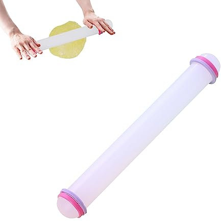 9 Inch Non-Stick Sugarcraft Fondant Rolling Pin with Guide Rings,Adjustable Rolling Pin Pastry Dough Roller,Plastic Fondant Roller Dough Rollerfor Rolling Fondant,Sugar Paste,Dough,Pie Crust