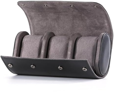 3 Watch Roll Travel Case - Handmade Leather Watch Rolls Box for Man - Travel Watch Roll with Velvet to Protection - Watch Roll Organizer to Home Secure Storage