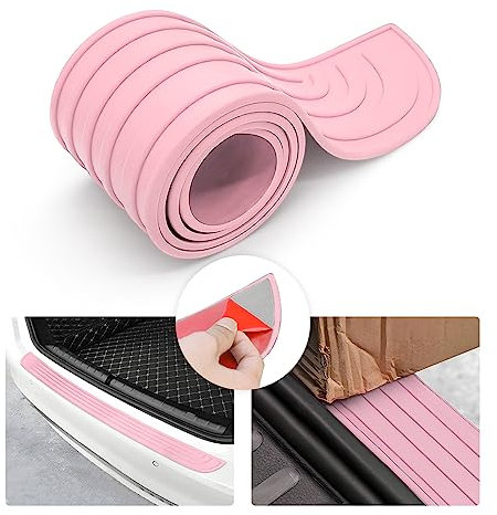 CGEAMDY Stoßstangenschutz aus Gummi, Schwellerschutz für den Kofferraum, Kratzfest und Abriebfest, Selbstklebender Heckstoßstangenschutz für Autos, SUVs (Rosa/101x8.5CM)
