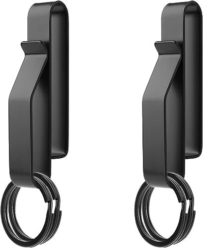Naapesi 2 Piezas Llavero Clip Cinturon, Llaveros Táctico y 4pcs Acero Inoxidable, Mosquetón Clip,Llavero con Cinturón de Liberación Rápida para Policías Cuerpos de Bomberos Hombres (Negro)