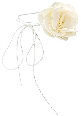 Perfeclan Blumen-Choker-Halskette, Blumen-Choker, Retro-Stil, große Blumen-Choker, verstellbare, Elegante Halskette, Halsketten für Hochzeit, Party, Festival, Beige