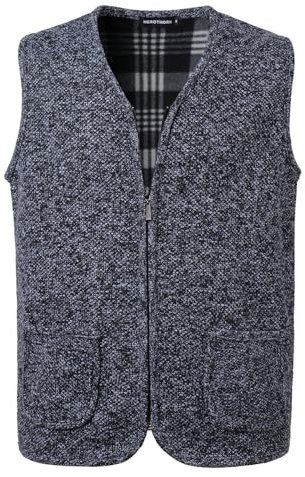 Herothorn Hommes Gilet Pull Veste Tricoté Chandail sans Manches Gilet Loisirs d'affaires avec col en V avec Boutons Cardigans Maille Torsadée Pull-Over Débardeurs