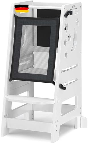 Baby Wonders® Lernturm für Kinder Babys, Aussichtsturm Kinder, wandelbarer Lernturm, Lernbank, Montessori Tower, Faltbarer Turm Evolutionäres Lernen (Blanco)