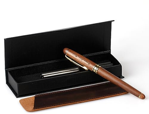 Stylo à bille cadeau,Stylo à bille en bois fait à la main,Stylo cadeau personnalisé, cadeau anniversaire, Mariage, Noël, pour Femmes ou Homme (Bois de noyer)