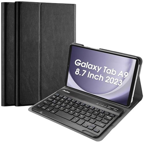 ProCase Keyboard Case for Galaxy Tab A9 8.7 Inch 2023, American Version PU Leather Magnetic Detachable Wireless Keyboard case for Galaxy Tab A9 8.7 SM-X110/X115/X117- Black