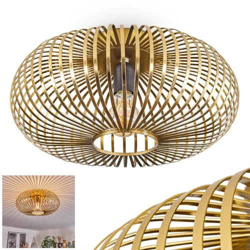 Deckenleuchte Oravi, moderne Deckenlampe aus Metall in Messingfarben, Deckenleuchte mit tollem Lichteffekt an der Decke, Ø 40,5 cm, 1-flammig, 1 x E27, ohne Leuchtmittel
