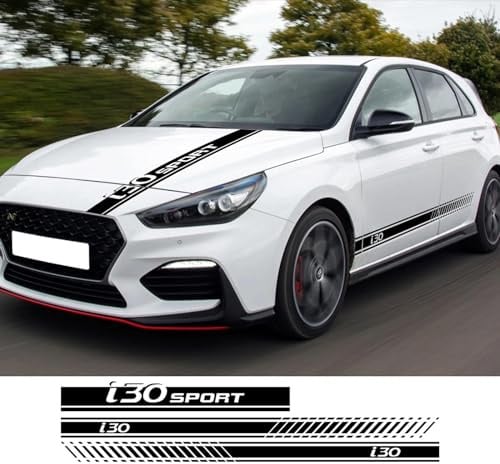 IBLUON Autoaufkleber Motorhaube Türseite Racing Sport Streifen Dekor Aufkleber, für Hyundai I30 I 30 N Line 30n Limousine GT Autozubehör