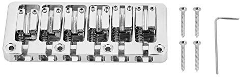 VGEBY Bassbrücke, 1 PC 6-Saiten-Brücke, Zinklegierung, Feste Hardtail-Brücke mit Verstellbarem Sattel, Verchromt mit Schrauben, Geeignet für 6-Saiten-Bass, VGEBYHZFIG54DS6