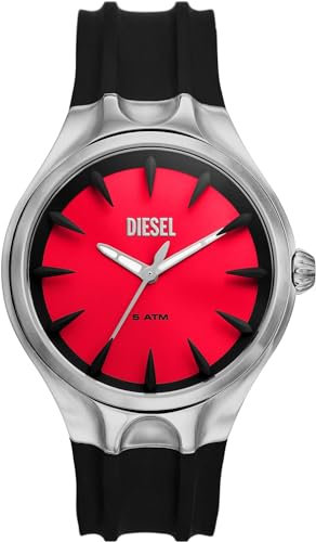 Diesel Herren Analog Quarz Uhr mit Silikon Armband DZ2202