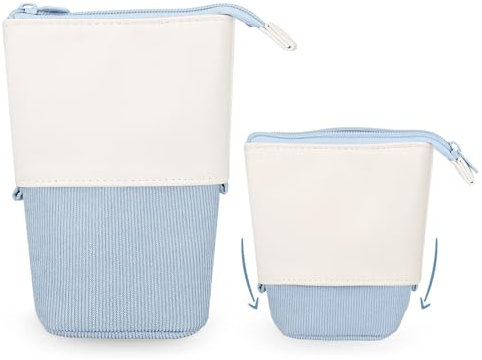 Salubohum Mäppchen, Federmäppchen mit Großem Fassungsvermögen, Mäppchen Teenager, 2-in-1 Schlampermäppchen und Stifteköcher, Geeignet für Geeignet für Schule, Büro (Blau)