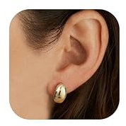 Diamday Goldene Creolen Ohrringe für Damen Tropfen Ohrringe Gold Silber Chunky Statement Ohrringe Creolen Dupes Ohrstecker Leichte Wassertropfen Hollow Ohrringe Hypoallergene Dicke Creolen Hängend