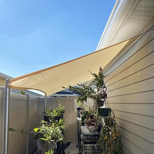 MZQMK Sonnensege, Sonnenschutz Windschutz, Sonnensegel Rechteckig, Quer Vernäht Robust & Stabil Schattenspender Garten Balkon Terrasse Creme(Size:5x8M(16x26FT))