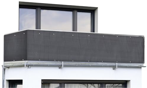 Maximex Pare-vue pour Balcon ANTHRAZIT UNI, Film Pare-vue pour Balcon Renforcé de Fibres de Verre, Résistant aux UV et aux Intempéries, peut être Découpé, 5 m x 85 cm