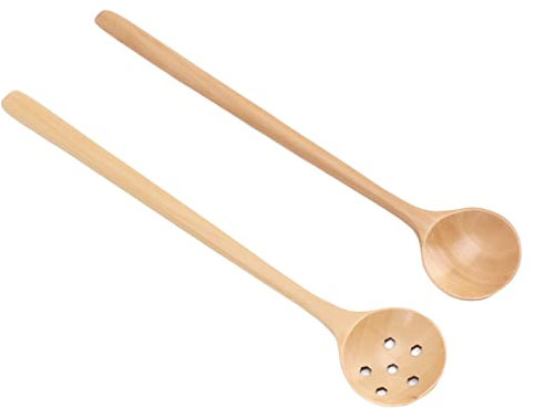 Wooden Tablespoon, Japanese Wooden Cooking Spoon, Beech Wood, Comfortable Handle, Pack of 2 for Serving