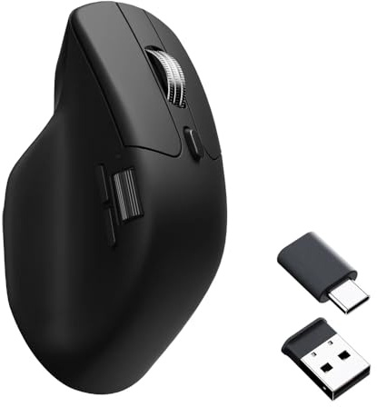 Keychron M6 Wireless Bluetooth/2.4 GHz/Kabelgebundene Optische Maus,1000Hz Leichtgewicht 86g Programmierbarer PixArt 3395 Sensor 26K DPI/ 650 IPS Für Windows Mac Linux (Schwarz)
