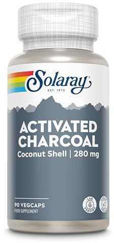 Activated Charcoal - 90 Vegan Capsules not Tablets or Pills - 3 Month Supply - High Strength Supplement from Natural Coconut Shell - Digestion Supplement for Gut - Lab Verified - Solaray