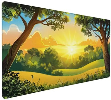 Verde Alfombrilla Ratón XXL 1500 x 800 x 3 mm Grande Tamaño Alfombrilla Ratón Gaming Paisaje con Bordes Cosidos, Base de Goma Antideslizante Alfombrilla Escritorio para Raton Gaming y Teclado Z-688