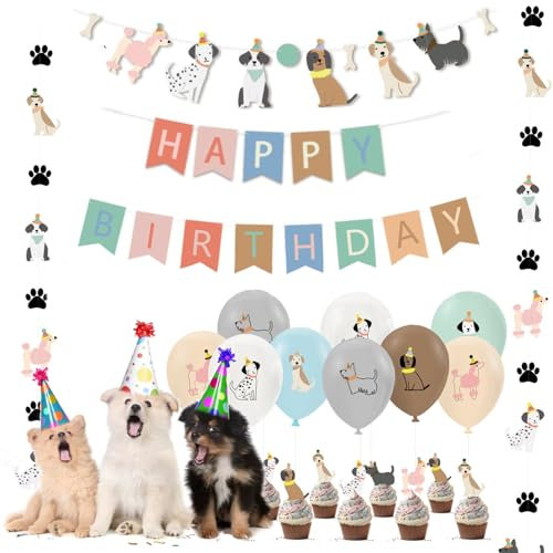 Hund Geburtstagsfeier Dekoration, Deko Geburtstag Haustier, Haustier Hund Geburtstag Party Supplies, Welpen-Geburtstagsbanner, Haustier-Geburtstagsfeier liefert Dekorationen