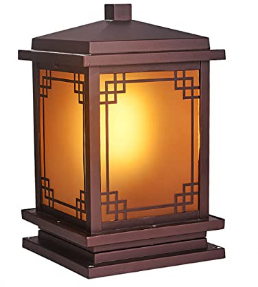 DLAZUM Lampada da Giardino Impermeabile Tradizionale Europea in Alluminio Moderna per Recinzione, pilastro, palo in Vetro, Lanterna, Colonna Esterna, Lampada per Recinzione, PIL,44cm
