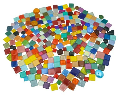 Yuvori Piastrelle per mosaico di colori misti, 0,5 kg – cristallo di forma mista e tessere a mosaico glitterate, ideali per lavori fai da te, bagno, cucina, soggiorno, giardino e decorazioni esterne
