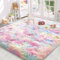 AIMECO Hochflor Teppich Regenbogen Carpet Wohnzimmer 140X200cm Anti-Rutsch Extra Große Teppiche Schlafzimmer Flauschige Moderne Teppiche Matte Teppichen Mädchen Schlafzimmer und Kinderzimmer.