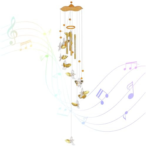 Xoeryoy Windspiel für außen, 11 Zoll Liebe Engel Cupid Wind Glockenspiel mit Aluminiumröhren, einfach hängende Außenwindspiel