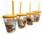 Snips, Set 4 Bicchieri con Tappo e Cannuccia da 385 ml, Decoro Barbiere Pasticcere, Set Bicchieri Plastica 4 Pezzi, con Tappo e Cannuccia Riutilizzabili, Made in Italy