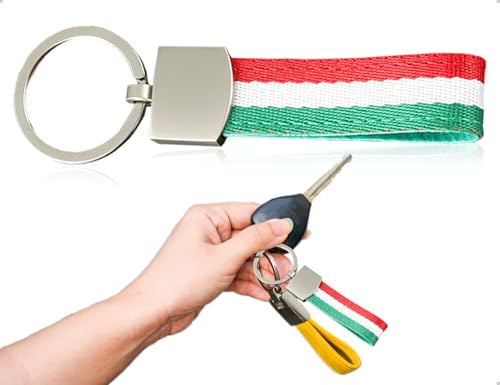 AOYEGIC Italienische Flagg Schlüsselanhänger,Universal Mode Schlüsselband,Streifen Metallring Nylonband,Nicht Leicht zu Brechen,verwendet für Männer und Frauen Rucksack,Geldbörse