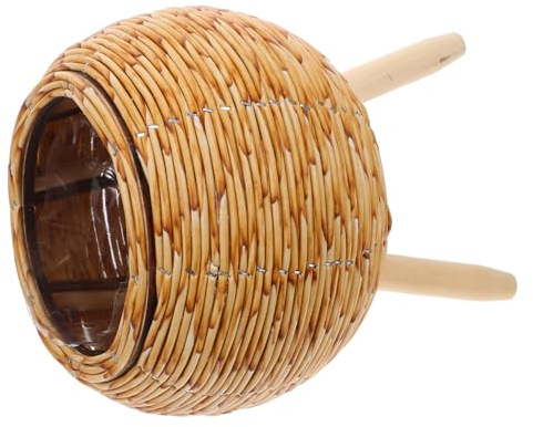 iplusmile Porta Piante in Legno Design a Cavalletto Tripode Cestino Intrecciato Naturale per Vaso di Piante per Cucina e Balcone Protegge dagli Animali