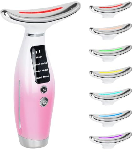 Neck Face Lifting Device, Facial Massager, 45°C EMS Microcurrent Massage | 7 LED 6 Modes 3 Intensity Levels, Skin Tightening Lift Device, Anti-Wrinkle, Skin Tightening for Face Neck Eye Body Care