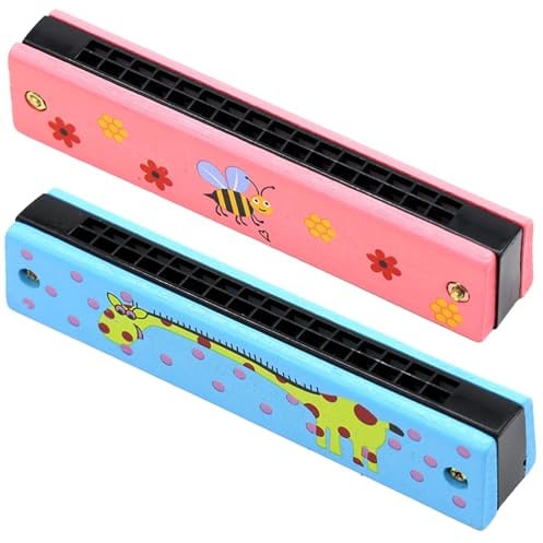 2 Stück Mundharmonika,Harmonica,Ziehharmonika,Mundharmonikas Instrumente,Blasinstrumente,Toy Anfänger,Für Anfänger Spielzeug Geschenke,16-Hole Harmonica,Kaleidoskop