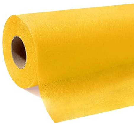 Tischdeckenrolle, Gelb, 1,1m x 30m (50g/m²), stoffähnliche Einweg-Tischdecke aus Vlies als zuschneidbare Meterware für Geburtstag, Party, Hochzeit, Biertische und Tischdeko