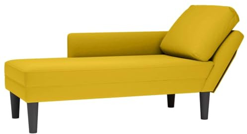 Jkghdrt Chaiselongue mit Kissen und Rechter Armlehne Gelb Samt, Bequeme Chaiselongue mit Lendenkissen für Wohnzimmer und Büro, Sofa in Gelb