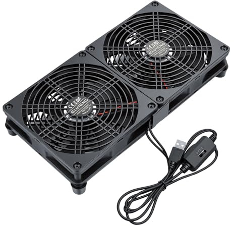 ELUTENG 5V Zweireihige Case Fan 140mm Geräuscharm Pc Lüfter mit Metallschutzgitter USB Ventilator 14 cm mit 3 Einstellbare Geschwindigkeiten für PS4/Laptop/TV Box/AV Schrank/Router