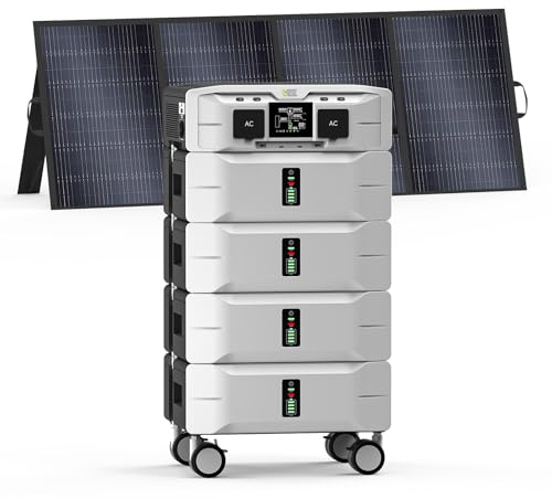 IEE 10.24kWh Generador Solar con Panel 400W, 5000W Estación de Energía Portátil, App, 11 Puertos, Batería LiFePO4, Power Station para Camping, Caravana y Emergencias