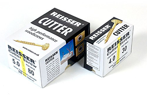 Reisser 8200S220350354 Cutter Pozi Countersunk Head Full Thread Yellow Tropicalized Woodscrew 200-Pieces, 3.5 mm Diameter x 35 mm Length