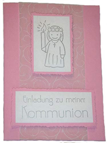 10 Einladungen Einladungskarten Kommunion KK004 rosa