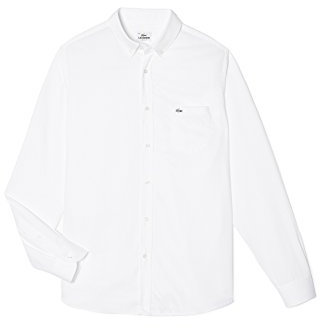 Lacoste 2015 Classic City Chemise à manches longues pour homme avec col rond - Blanc - 3XL