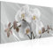 Runa Art Wandbild Blumen Orchidee 1 Teilig 100 x 40 cm Modern Bild auf Vlies Leinwand Abstrakt Wohnzimmer Grau Rosa 203012c