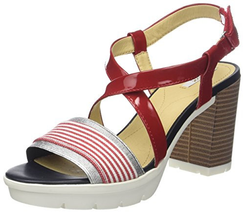 Geox Femme D Gintare B Sandales Bout Ouvert, Rouge (Red), 40 EU
