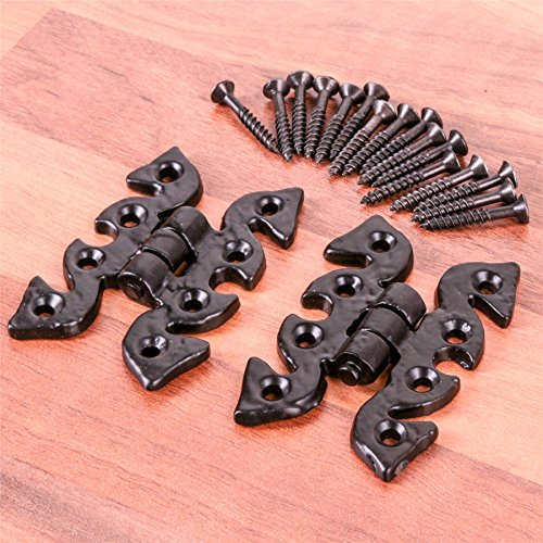 Pair of Black Butterfly Hinges - Vintage Cabinet/Cupboard/Door Fixings