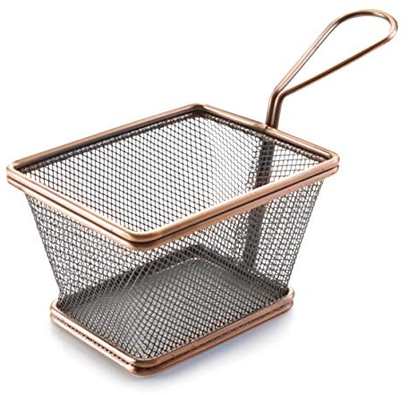 LACOR Quadreat Chips Korb Bronce 12x10x9 cm, Edelstahl, 12, 21 x 10 x 11.5 cm, 1 Einheiten | Aus lebensmittelechtem Edelstahl gefertigt; hohe Korrosionsbeständigkeit und Haltbarkeit im täglichen Gebrauch