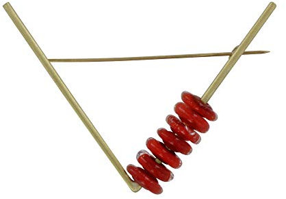 LES POULETTES BIJOUX - Broche Laiton Triangle et Petits Disques de Verre - Rouge