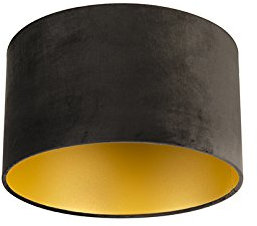 QAZQA Moderno Algodón Pantalla terciopelo negro/oro 35/35/20, Pantalla lámpara colgante,Pantalla lámpara de pie
