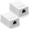 deleyCON 2x CAT 6a Superficie RJ45 1x Puertos Conector de Red Blindados FTP 10 Gbit Ethernet LAN Cable de Conexión - Blanco