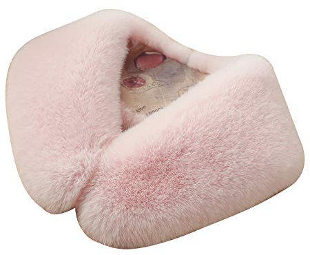 Amorar Damen Kunstpelz Fell Schal Kunst Pelzkragen Fellkragen Plüschschal Winter Schal Halstuch Umschlagtuch Kragen Nackenwärmer Halstücher 55cm Rosa