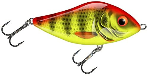 Salmo Slider Jerkbait Wobbler, Salmo Farben:Bright Perch, Länge/Gewicht/Laufverhalten/Tauchtiefe:10cm / 46g / sinkend / 1.0-1.0m