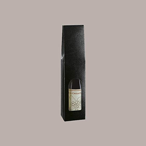 Scatola Astuccio Porta 1 Bottiglia Olio Vino in Carta Pelle Nero Astuccio 90x90H370mm - 20 pezzi -